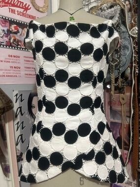 RARE PAPER London Winona Top - Off the Shoulder Polka Dot Guipure Lace Top US6